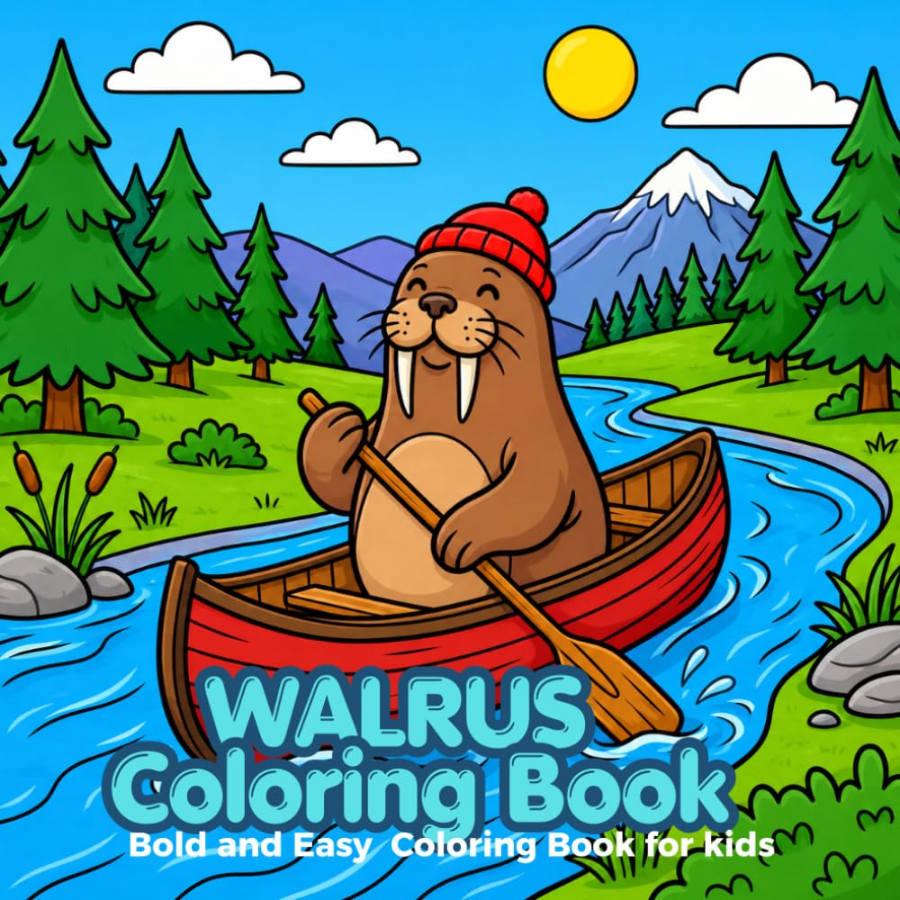 Bold and Easy Walrus Coloring Book for Kids: Cute Walruses, Fun Ocean Scenes, Relaxing Arctic Adventures, and Simple Easy-to-Color Designs