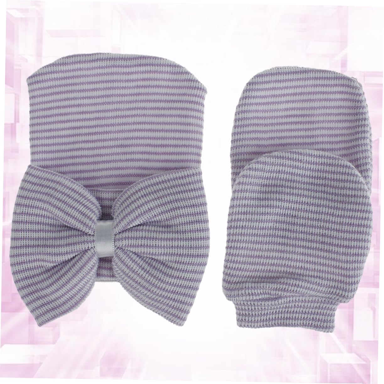 LIFKOME Baby Cap Gloves Set Newborn Infant Hat Bowknot Knit Cap for Baby Girls Yarn Fabrics Comfortable Stylish Outfit