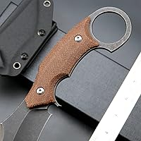 Vista 11 de C1117 Fixed Blade Knife,D2 Steel Blade +G10 Handle Outdoor EDC Survival Claw Knife with Kydex Sheaths(Black)