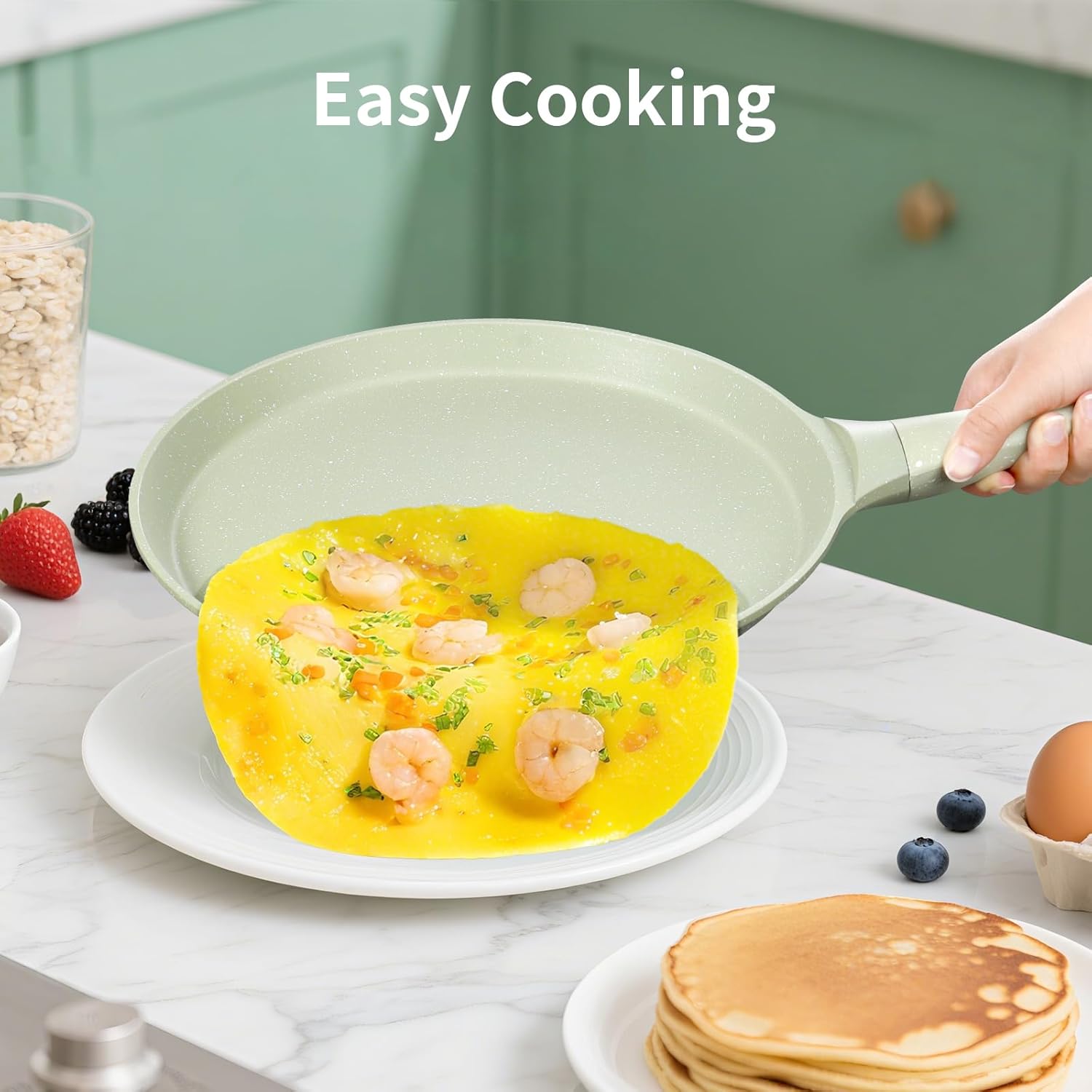 Nonstick Crepe Pan, Coating Induction Compatible Skillet Griddle | Dosa Tawa Pan for Roti, Tortillas & Pancakes | Eco-Friendly 100% Free PFOA,PFAS, Lightweight with Cool-Touch Handle - Image 4