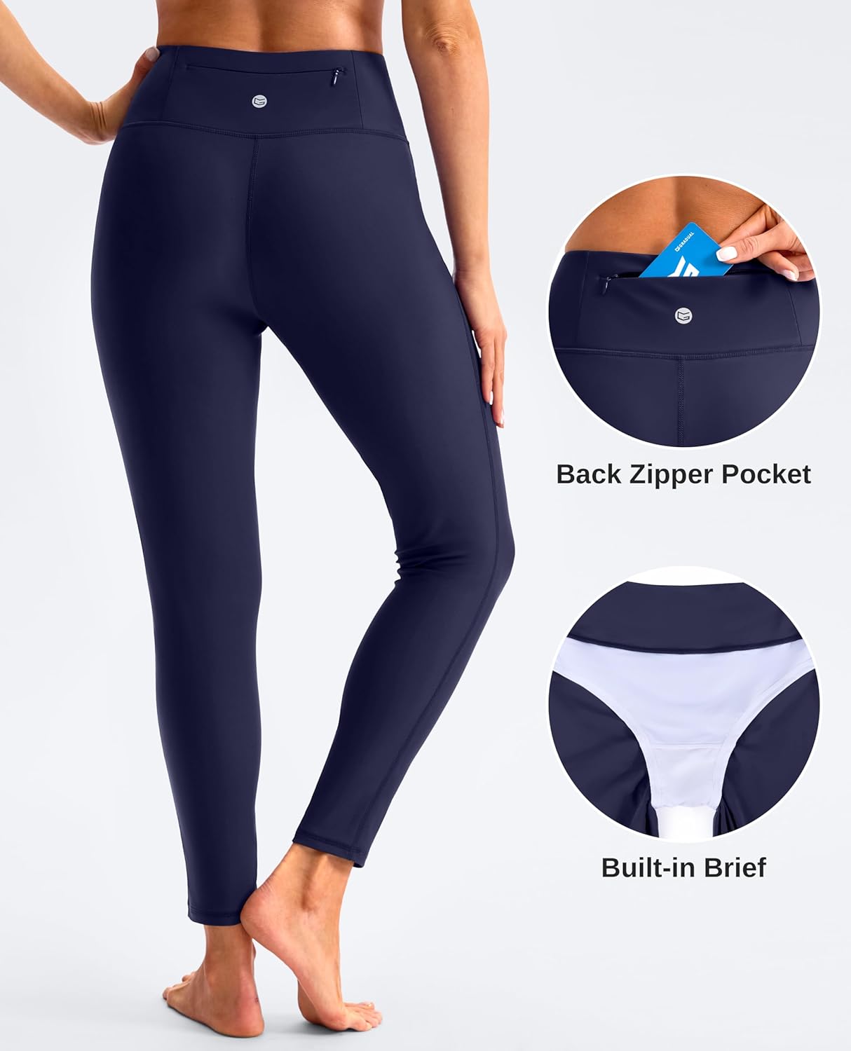 G Gradual Swim Pants for Women with Zipper Pocket UPF 50+ Quick Dry High Waisted Swimming Leggings Long Rash Guard Bottoms - Image 4