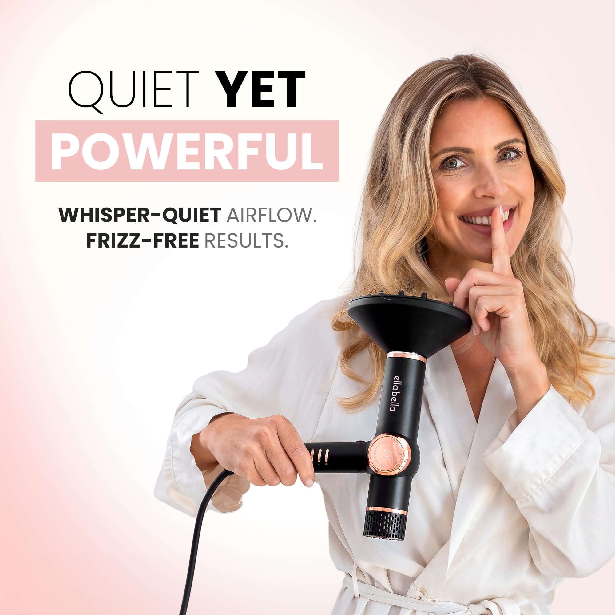 ELLA BELLA® Ionic Hair Dryer with Diffuser - Negative Ion Blow Dryer, Quiet | Professional-Grade Blow Dryer. Intelligent Heat Control & Rapid Drying, Lightweight, Low Noise, All Hair Types thumbnail 10