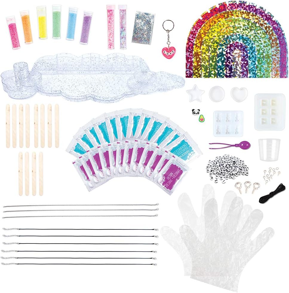 Fashion Angels Crystal Clear Jewelry Workshop Super Set (12574), DIY Jewlery Resin Kit for Beginners, Comes with Molds, Clear Epoxy Resin, Glitter, Beads & More, for Ages 8 and Up, Multicolor