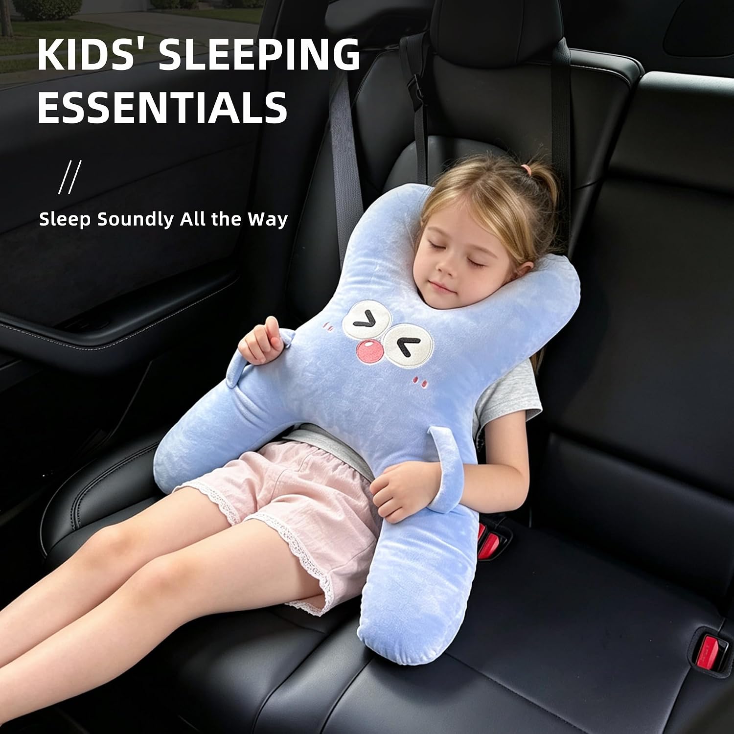 X-shaped Car Sleeping Pillow for Travel Neck & Back Support (Yellow)