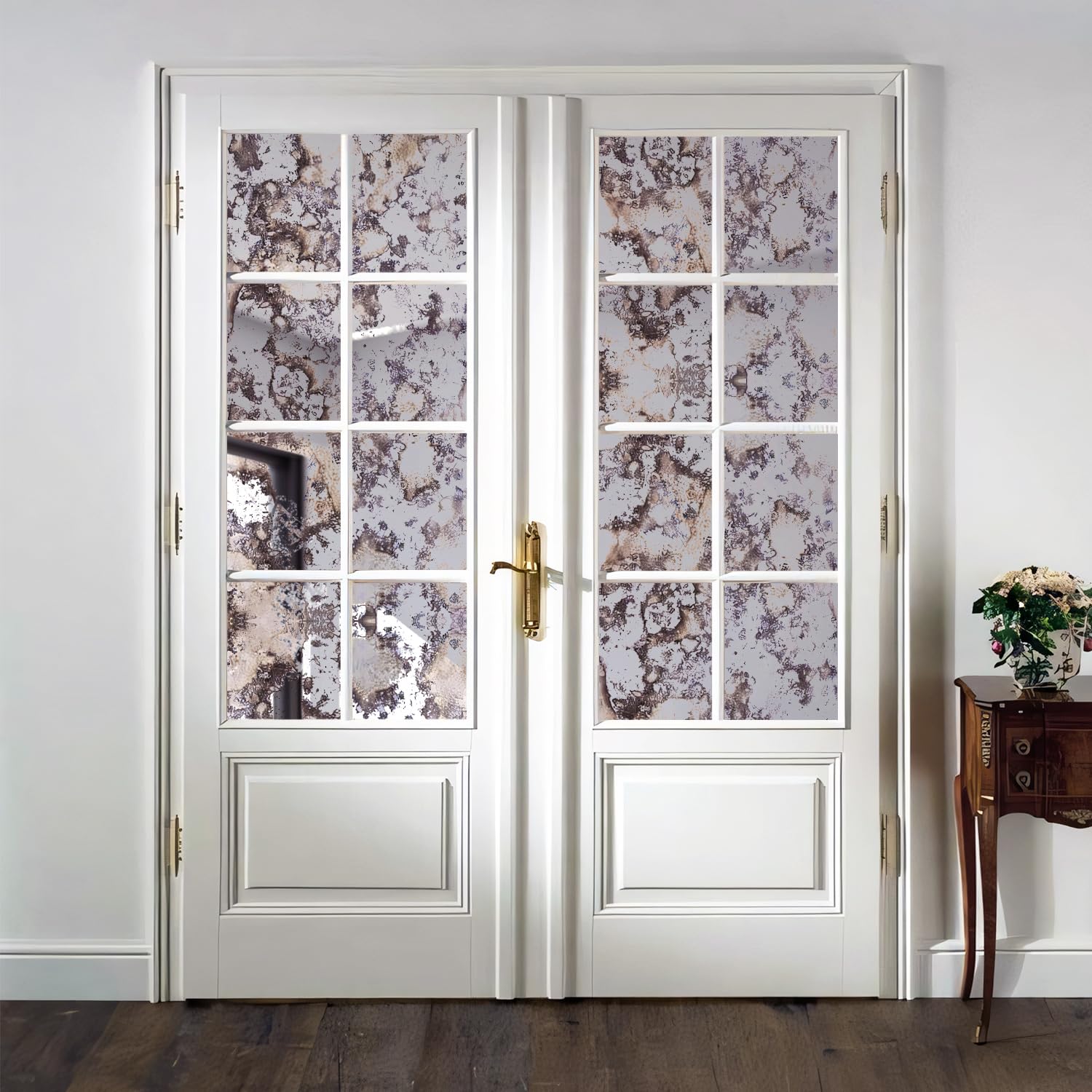 funlife Foxed Antique Chrome Reflective Style Vintage Rusted Motif Wallpaper, 39X100CM Dusky Lavender