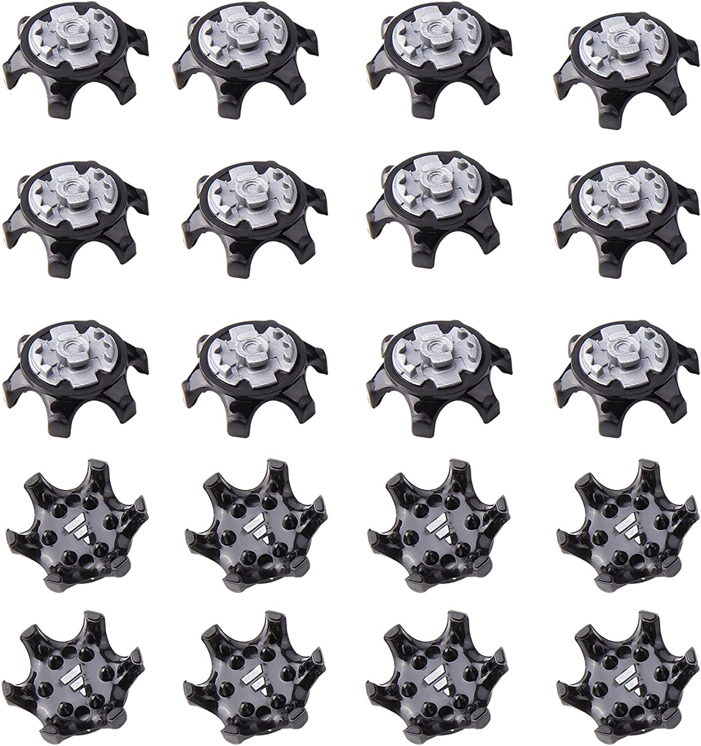 DELFINO Studs for Golf Shoes, Anti-Skid Studs, Golf Spike Wrench Two Pin Shoes Remover Tool Replacement Aid, Shoe Spikes, Soft Cleats Pins, Soft Fast Twist Studs, Fits Most Models (Black)