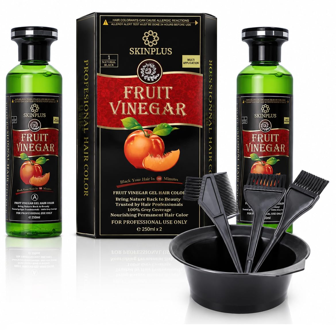 SKINPLUS Fruit Vinegar Gel Hair Color, Natural Black Color Dye With Dye Brush and Mixing Bowl Hair Colouring Kit (250ml x 2)-picture-39