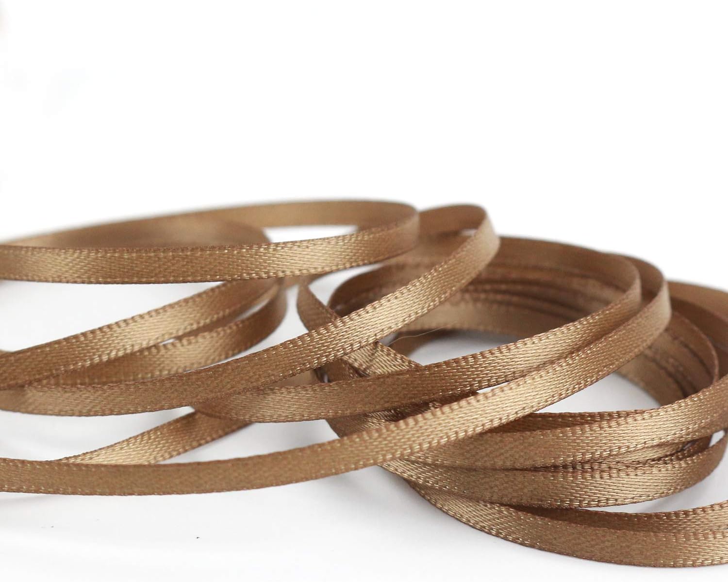 HUIHUANG Light Brown Double-Faced Satin Ribbon 1/8 inch Continuous 100 Yds image 2
