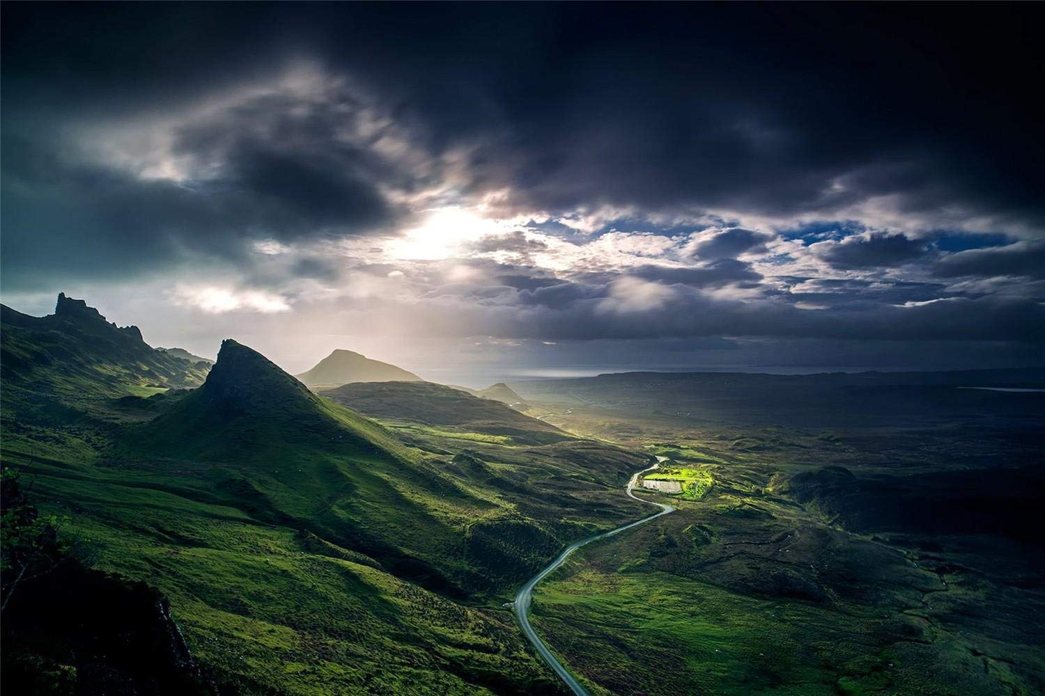 znwrr 5D Diamond Painting Kit Full Drill Scotland Mountain Hills Clouds Dawn Landscape DIY Rhinestone Embroidery Cross Stitch Craft for Home Wall Decor 40x50cm