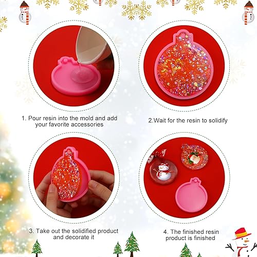 Miniatura 4 de 4 moldes de resina de Navidad de silicona, 3.26 x 2.75 pulgadas, molde suave para colgante de Navidad con agujero, moldes de resina para
