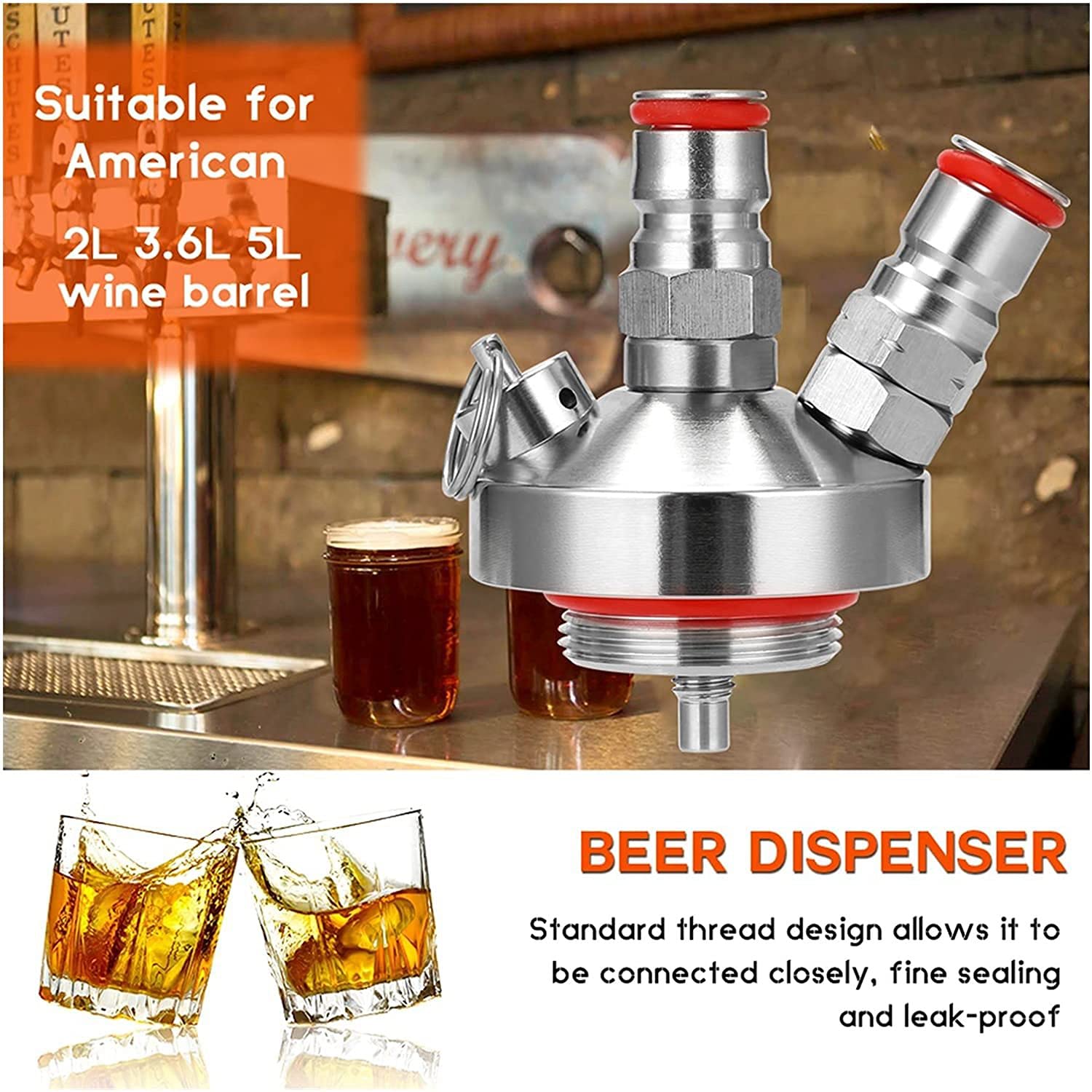 Mini fusto di birra 304 in acciaio serratura a sfera dispenser per vino per 3.6L/5L/10L Birre Casa Strumento Dispenser per vino