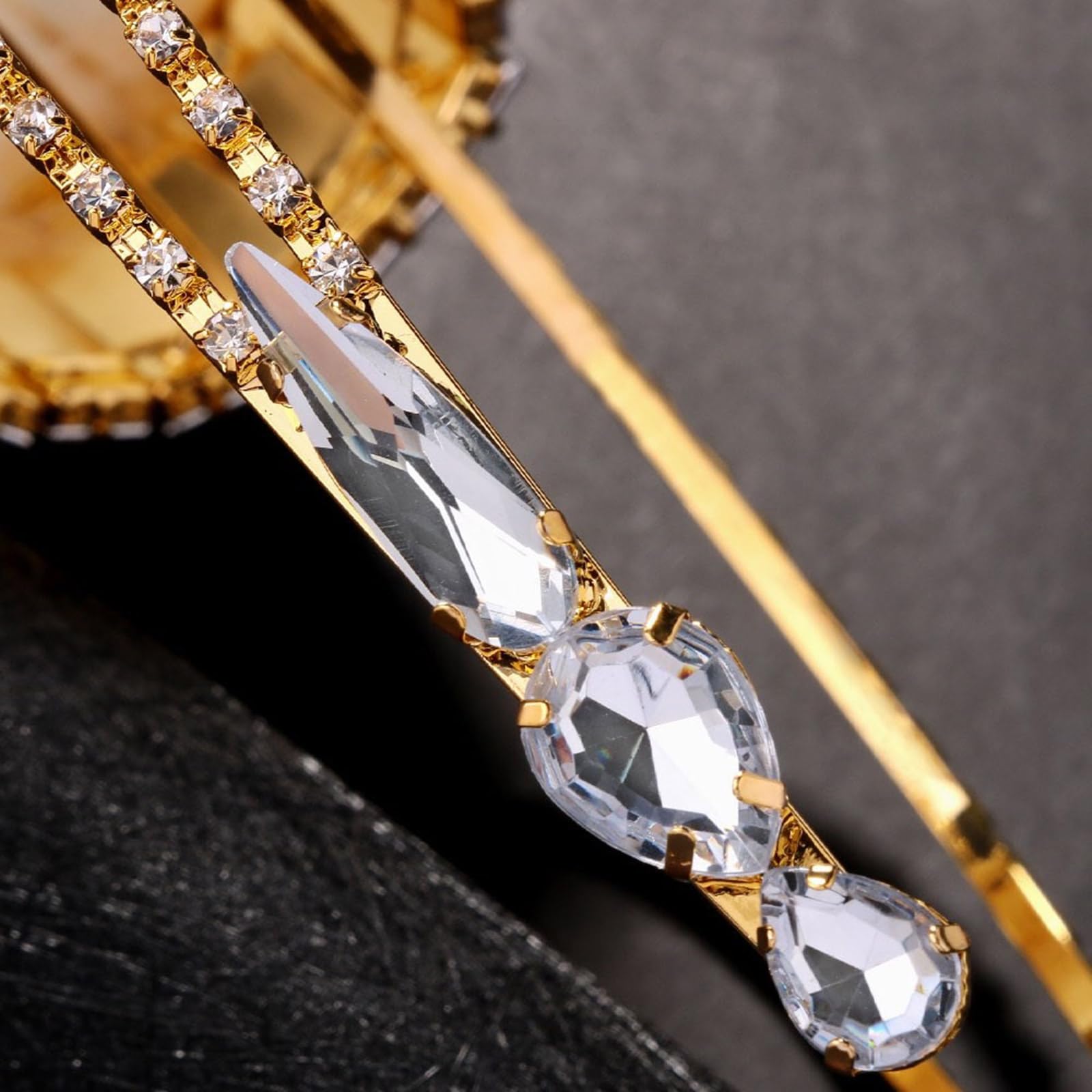 Elegante fascia per capelli con piume, con strass robusti, accessorio per capelli stravagante, portatile, accessorio per capelli da donna Trendyt