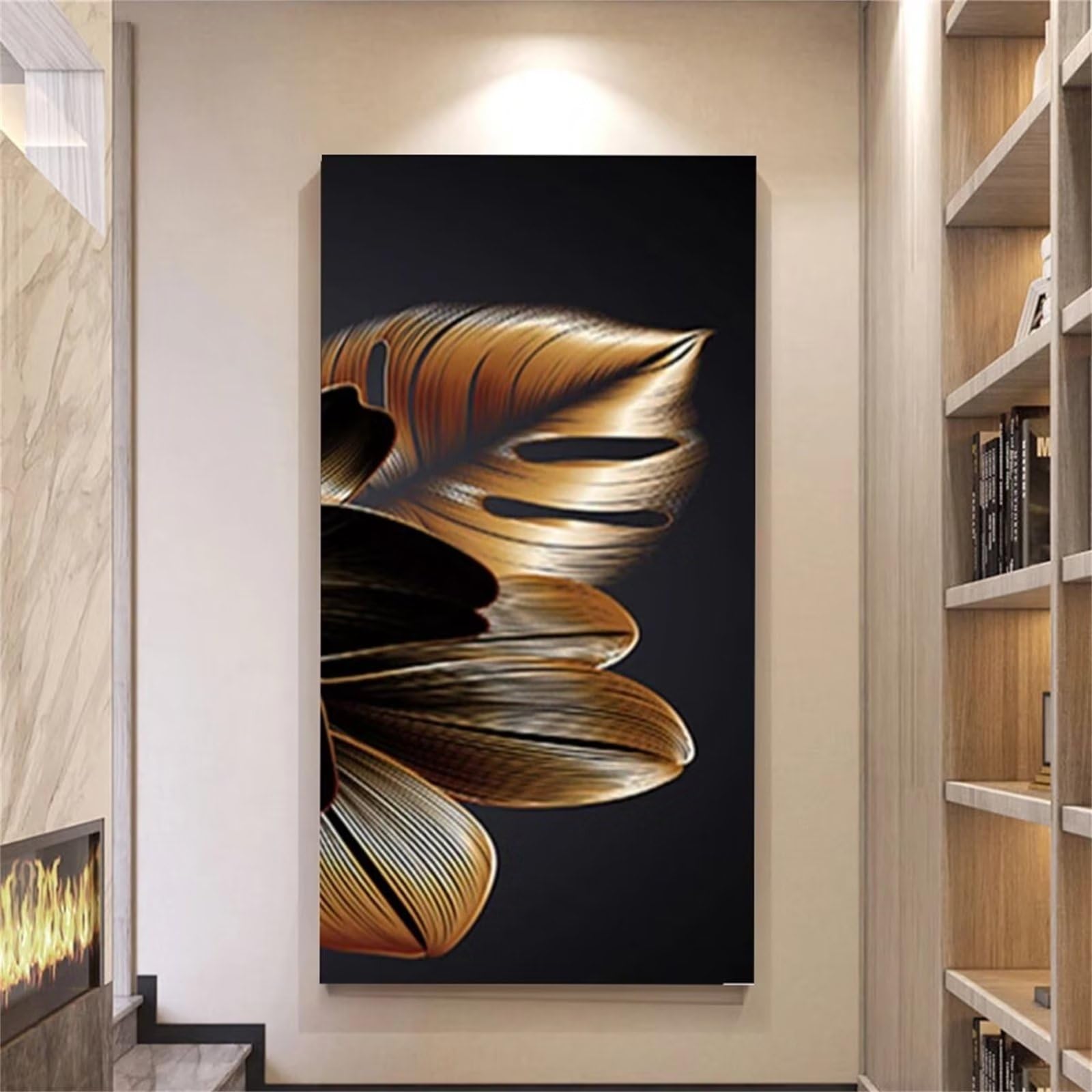 Yellow Leaf Diamond Art Kits,DIY 5D Large Diamond Painting Embroidery Kit,Round Full Drill Paint by Number for Adults Canvas Diamond Art Supplies,for Home Entrance Decorations 40x80in WS-13842