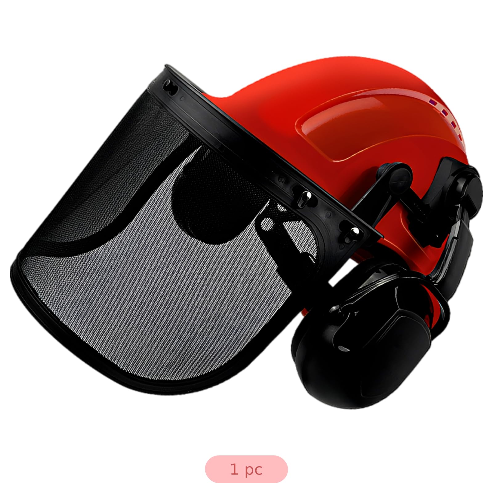Kettensägenhelm mit Gesichtsschutz und Ohrenschützern, Industrieschutzhelm für Forst- und Holzarbeiten, Verstellbarer Schutzhelm 20,8 bis 24,8 Zoll, mit Netzvisier und SNR 30 dB Gehörschutz