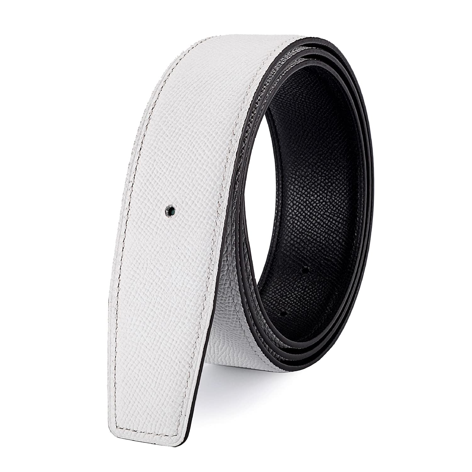 Vatee's Cinturón de repuesto reversible de piel auténtica sin hebilla de 3,8 cm/3,2 cm de ancho, H279 Blanco Negro, X-Small