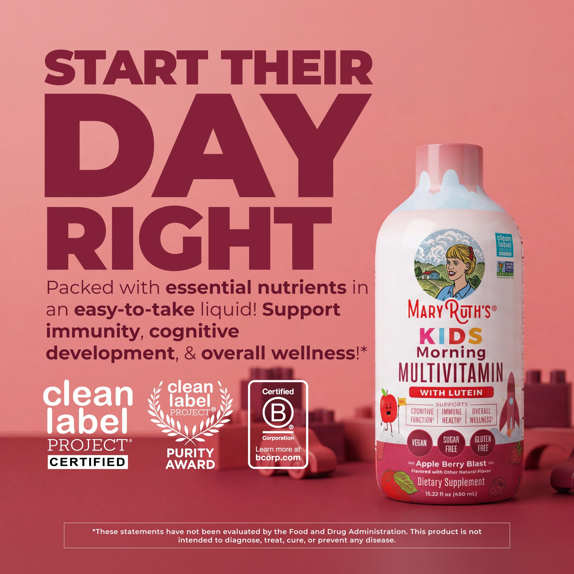 MARYRUTH'S Kids Liquid Morning Multivitamin for Kids, Sugar Free, 15.22oz — Amazon image 2