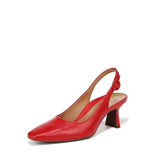 Vionic Women's Sirah Perris Comfortable Kitten Heels- Supportive Backstrap Square Toe Comfort Shoes That Includes a Concealed Orthotic Insole Sizes 5-12 - 9 - Red Leather
