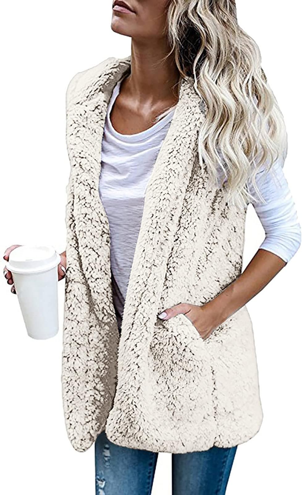 WiyuqeenWomen Faux Fur Soft Fur Coat Jacket Fluffy Winter Waistcoat Outerwear