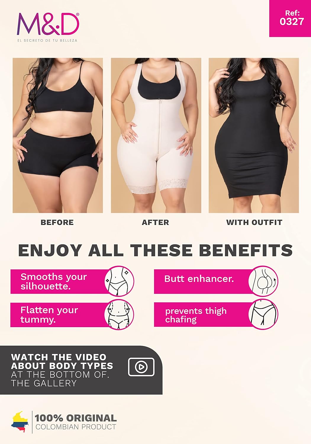 M&D Fajas Colombianas Levanta Cola Shapewear for Women Colombian Girdles-Reducing and Shaping - Image 5