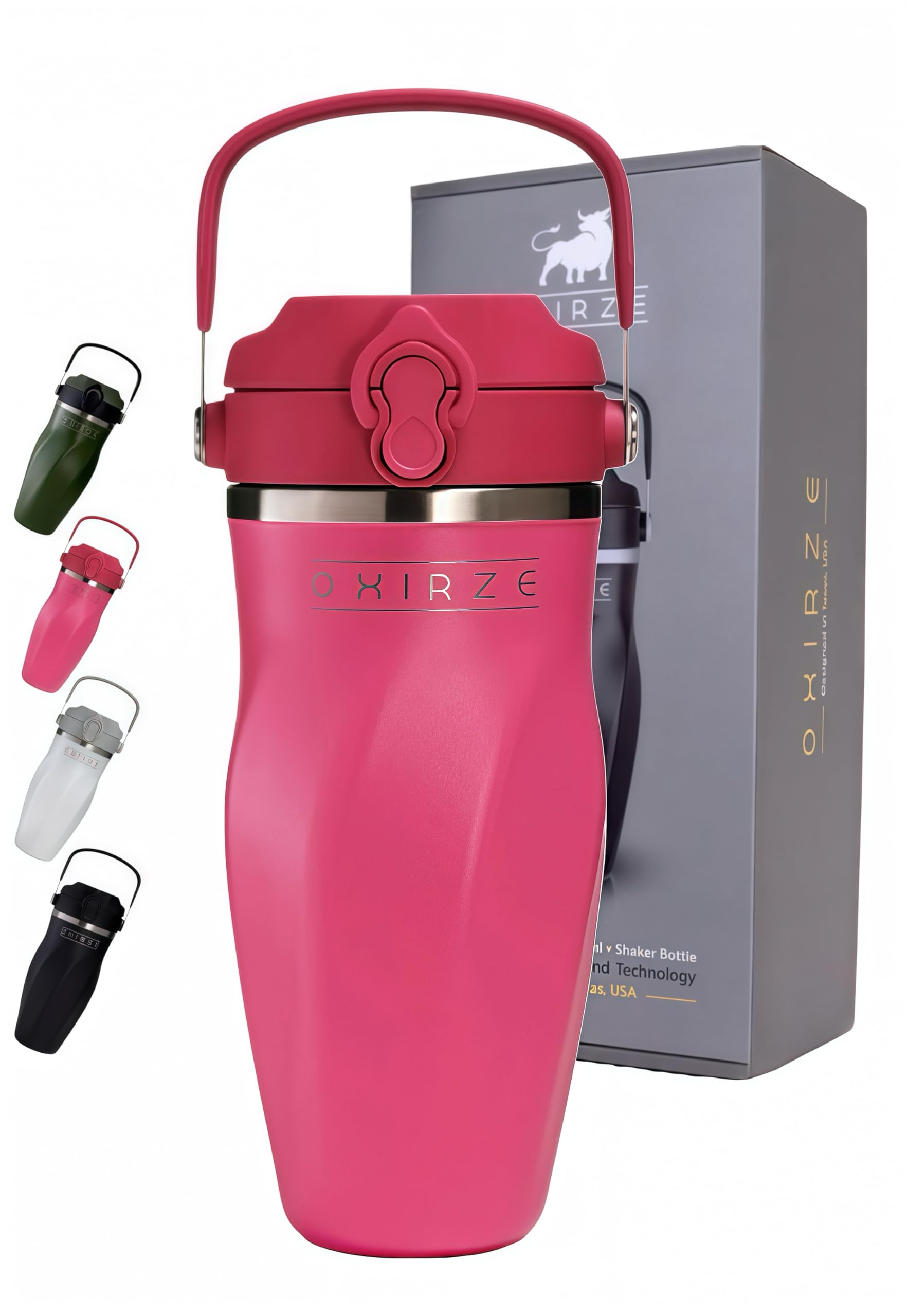 Shaker-Flasche für Proteinmischungen - Doppelwandiger Edelstahl, für Shakes, Wasser, Smoothies, Cocktails - auslaufsicher, 737.1 g, kupferisolierter Mixbecher, BPA-frei, kein Mixwerkzeug nötig