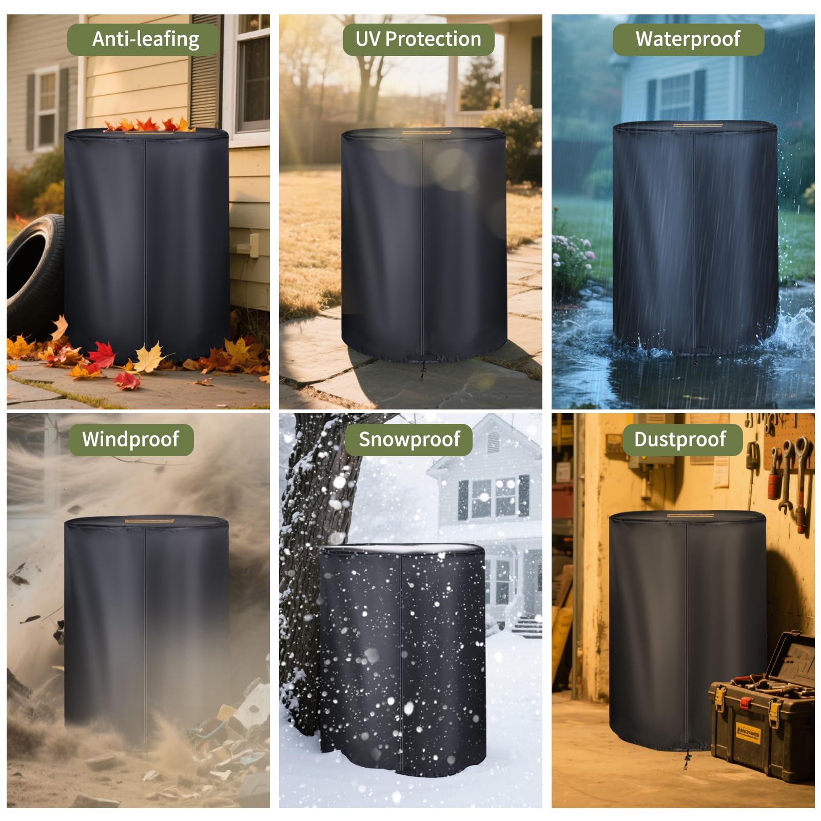 Housse de pneu améliorée 420D étanche avec bandes imperméables, fermeture éclair et bandes réfléchissantes, housse de protection de pneu pour arbre de jante, sac universel noir