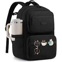 LOVEVOOK School Backpack for Teen Girls,Women Laptop Backpack with Water Bottle Holder,Lightweight Work Bag College Bookbag,Teacher Nurse bag,Black
