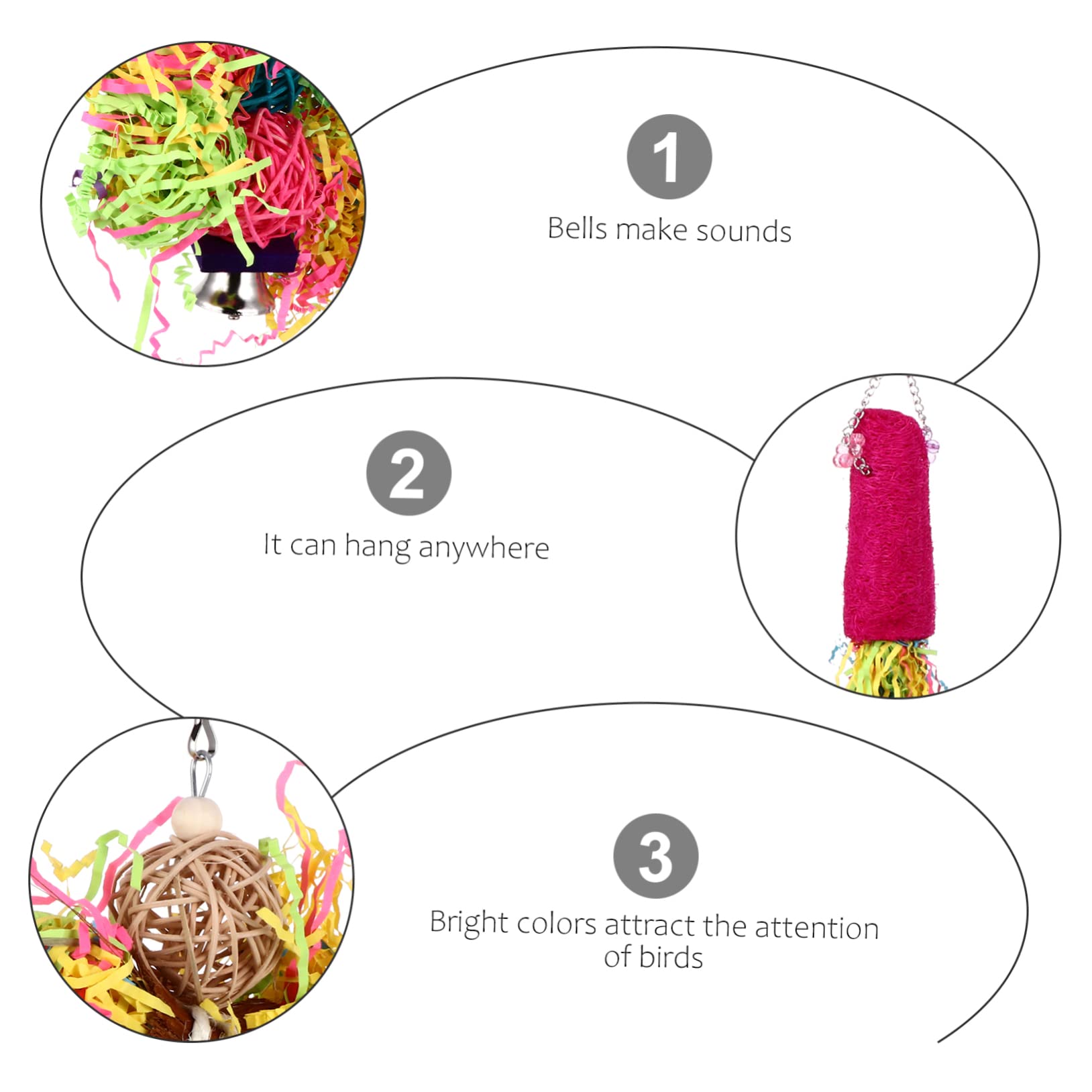 Toddmomy 9pièces Jouets pour Oiseaux Jouets à Mâcher pour Perroquets Accessoires Suspendus Jeux Amusants pour Épanouissement Oiseaux