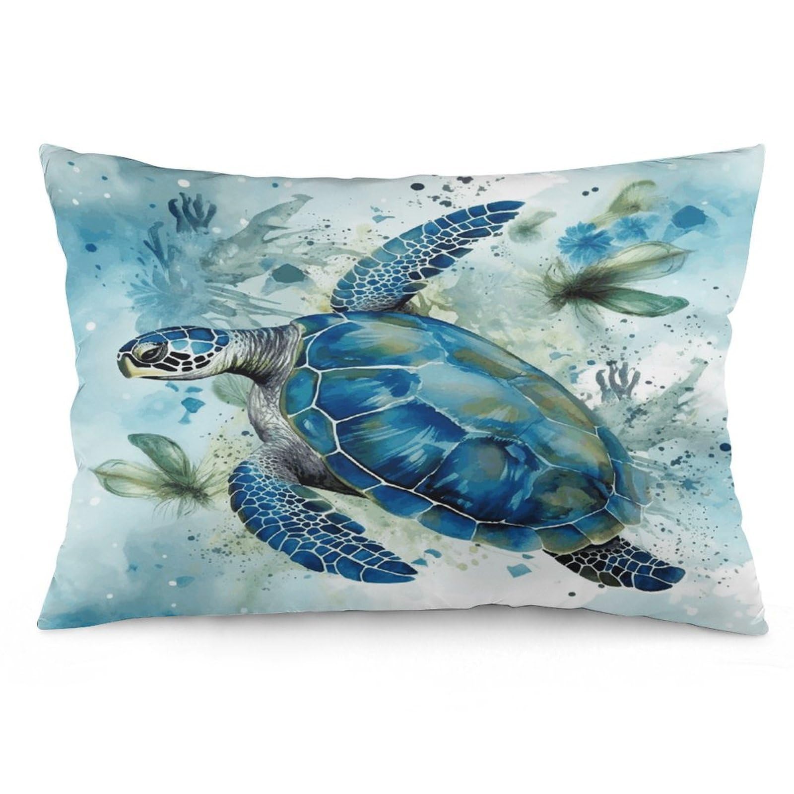 Sea Turtle-Blue Throw Pillow Cover Soft Lumbar Pillow Covers with Zipper Breathable Rectangular Cushion Case Polyester Pillow Case Decorative Body Pillow Cover for Couch Bed