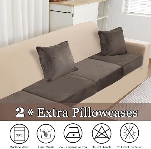 Miniatura 4 de NAISI Funda para sofá modular, 4 piezas, fundas de cojín separadas de terciopelo para sofá, en forma de L, fundas de sofá suaves y elásticas con 2