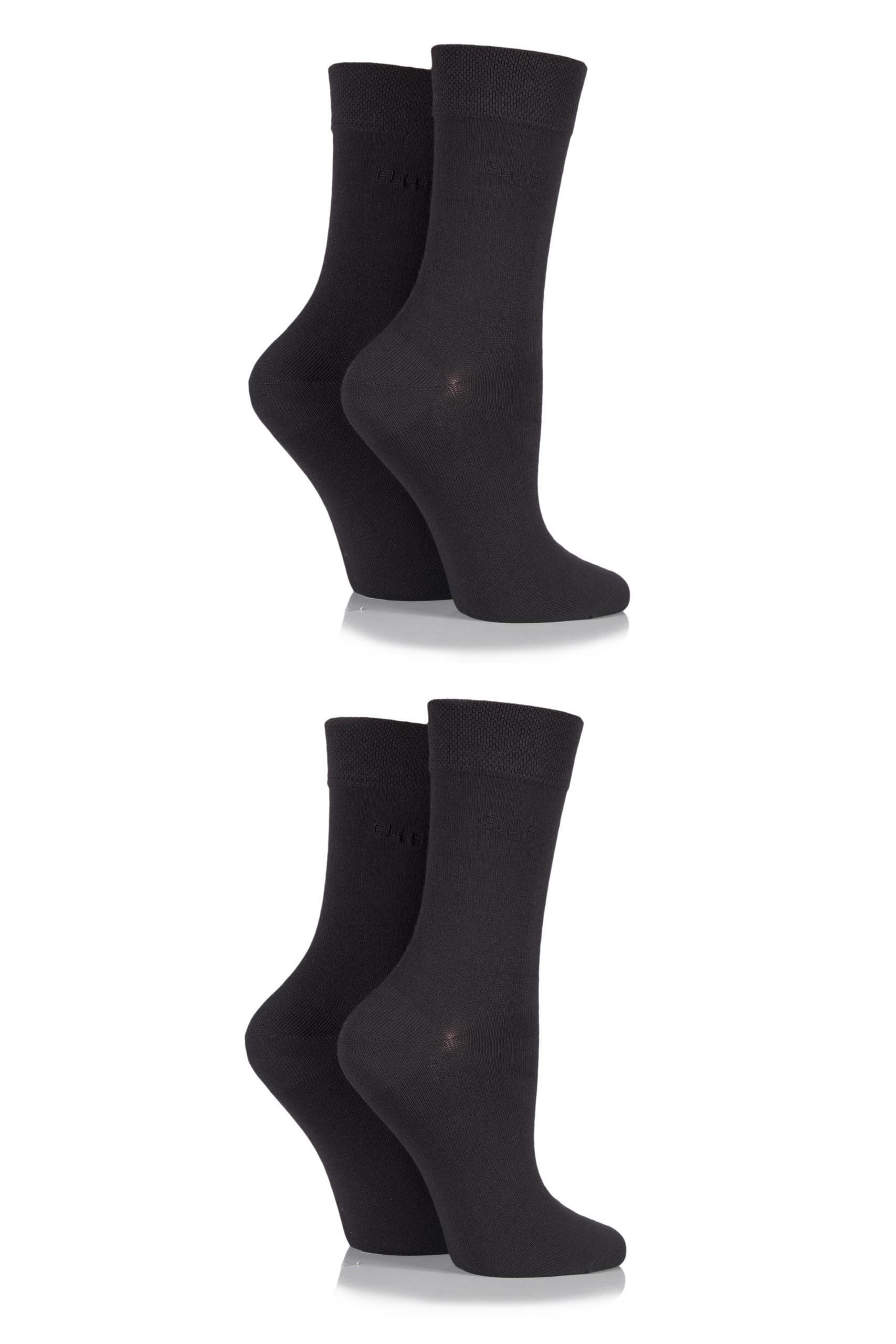 Elle Women's Cocoa Bamboo Fibre Socks - Plain, Striped & Patterned Casual Day To Day Socks In A Multipack Of 4 Size 4-8 4-8