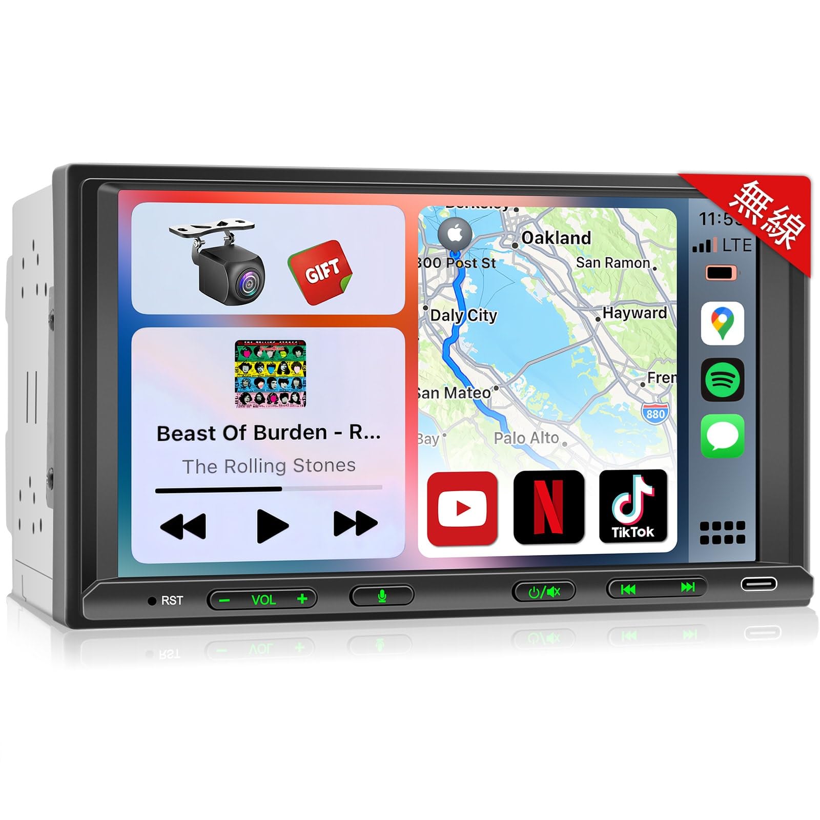 Amazon.co.jp: 2DIN&7インチディスプレイオーディオ 無線CarPlay+
