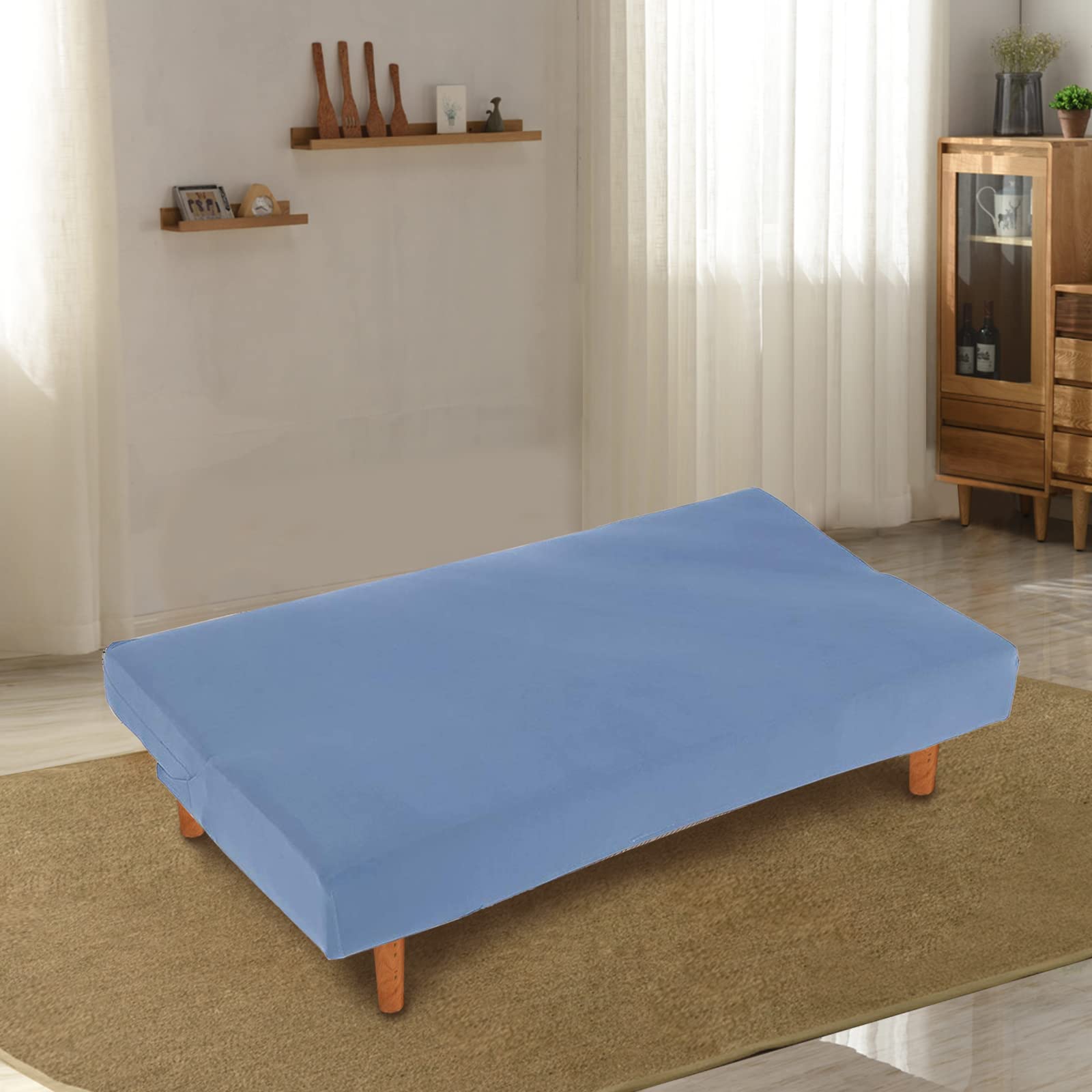 Lydevo Copridivano 3 Posti Senza Braccioli Elasticizzato Universale, Copridivano Letto Pieghevole Clic Clac Lavabile Rimovibile Estraibile, Fodera per Divano Futon per Soggiorno Casa,Grigio Blu
