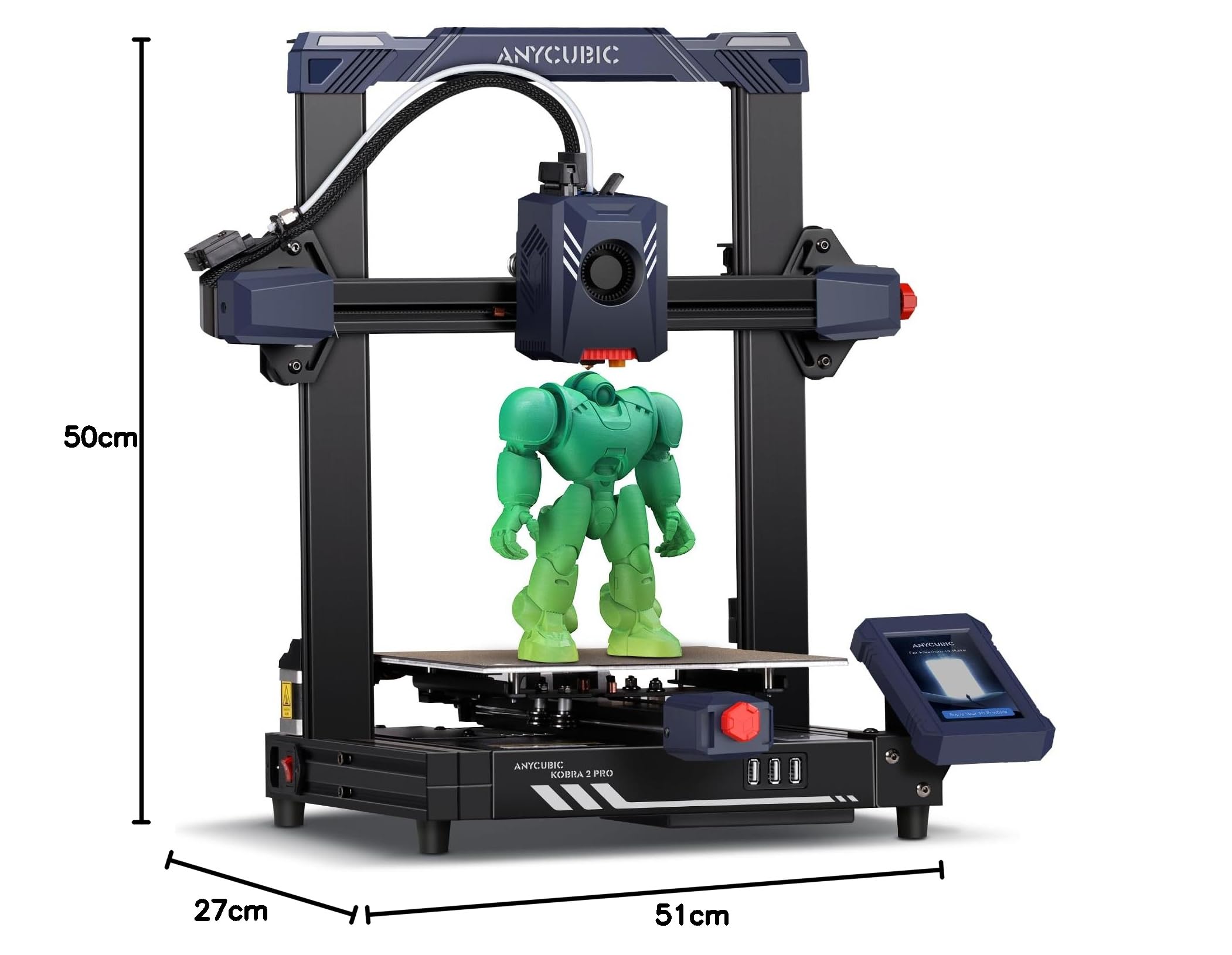 Anycubic Kobra 2 Pro 3D-Drucker, 500mm/s Hochgeschwindigkeitsdruck, 10X Schneller 3D-Drucker mit Hoher Rechenleistung Neue Struktur, LeviQ 2.0 Auto Leveling Smart Z-Offset, Druckgröße 220*220*250mm