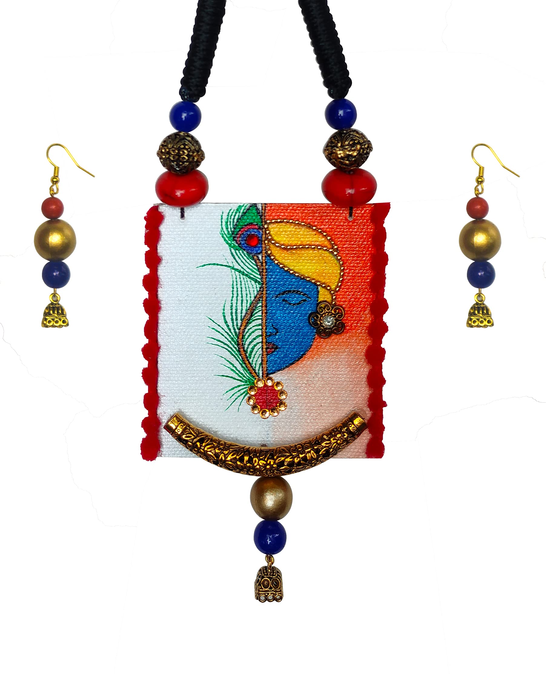 Karukala Handicraft Canvas Painting Necklace And Earring sets Handmade and Handcrafted Jewellery sets For Women And Girls (Size-free, Colour- multi) (B09G195DPX) Amazon Price History, Amazon Price Tracker