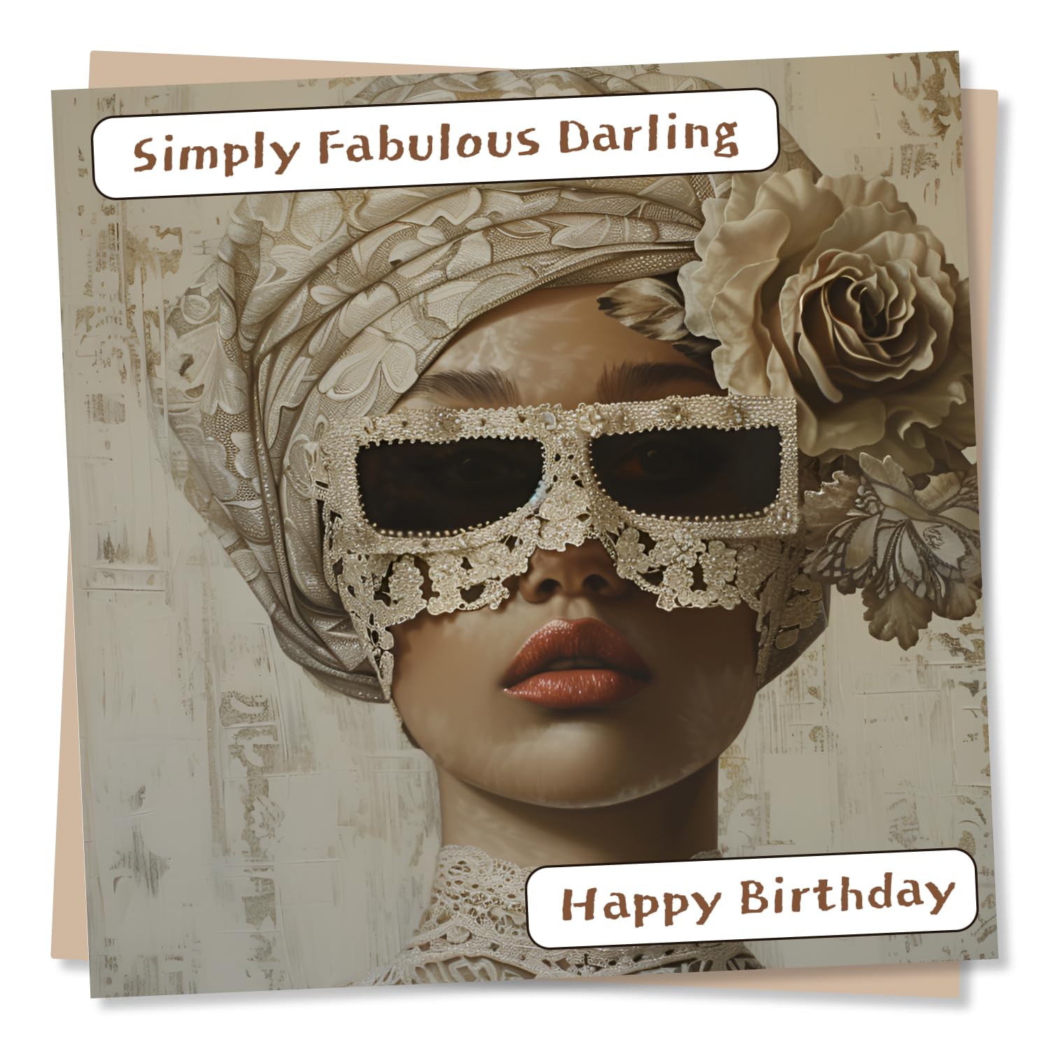 Simply Fabulous Darling Happy Birthday Card - Playful Art Deco Design - For Women, Friend, Partner, Best Friend, Loved One or Colleague