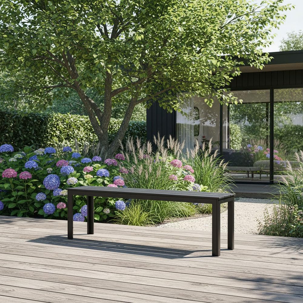 Panca da giardino 2 posti in acciaio 141x28,5x43 cm – Fiona XL (Antracite)