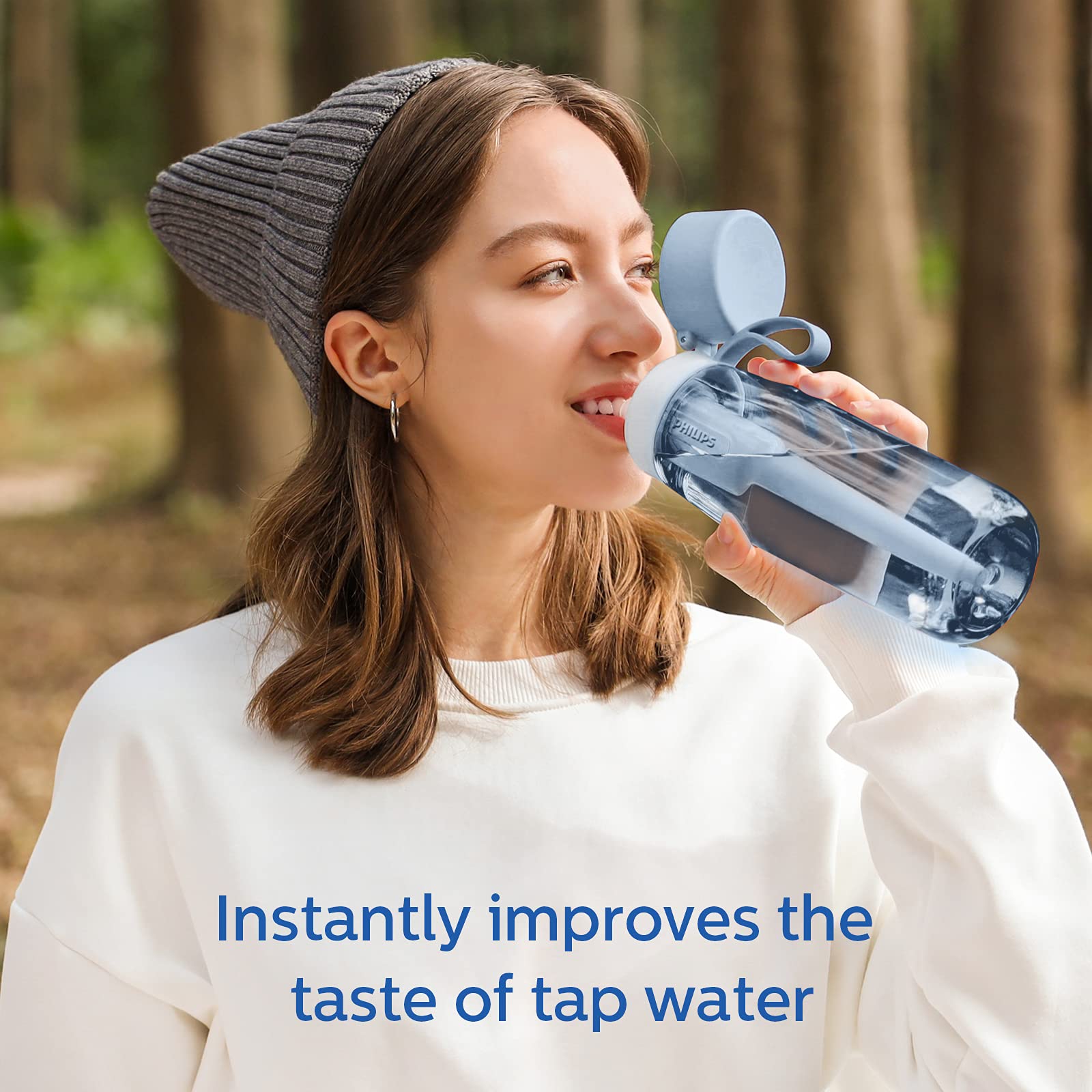 PHILIPS Botella de agua filtrada, Tritan sin BPA, portátil de viaje, 36