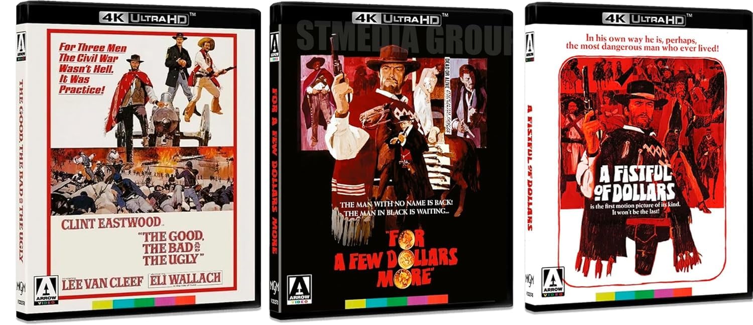 Clint Eastwood: The Dollars Trilogy – A Fistful of Dollars / For a Few Dollars More / The Good, the Bad and the Ugly (Special Edition, Reversible Cover, 8-Disc Set) [4K UHD + Blu-ray] [Region Free]