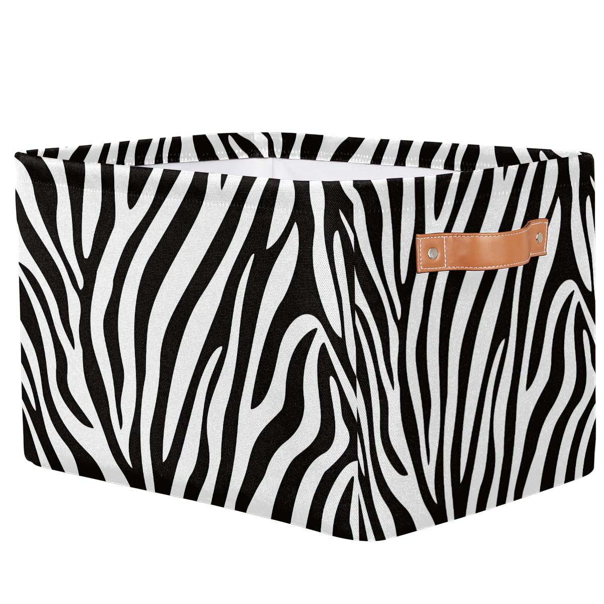 Kaifanee Storage Bins Foldable Cube Storage Baskets, Black And White Zebra Animal Skin Pattern Closet Shelf Organizer, Decorative Basket for Nursery Kids Bathroom Home Office