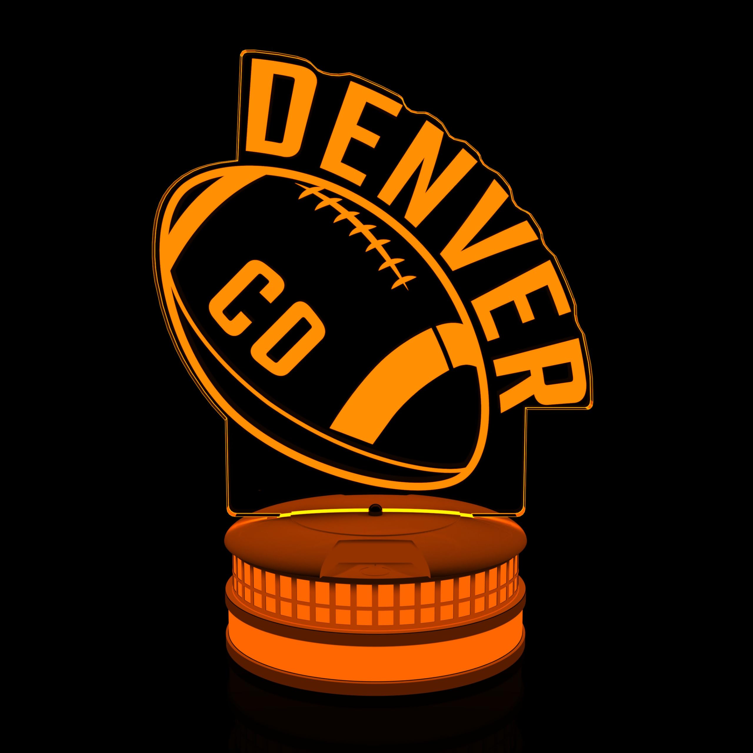 CLORURBANLIVE 3D Football Denver Night Light 3D Illusion Lamp with Remote Control 16 Color Options Sports Decor Lighting for Fans - Multicoloured OneSize