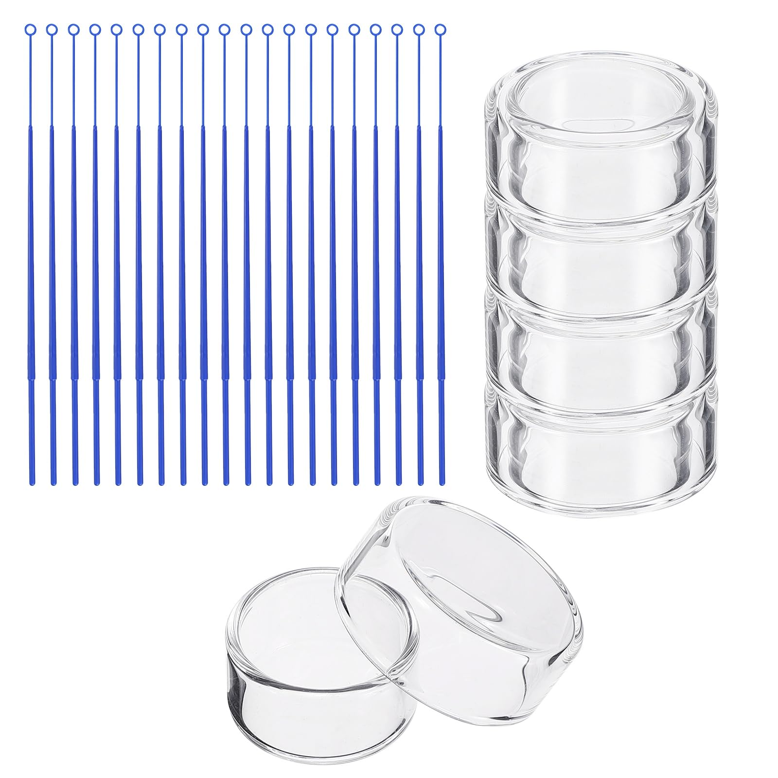 PATIKIL 35mm Piastre Petri In Vetro Borosilicato Ad Alta Resistenza Con Coperchio, 6 Piastre Petri Con 20 Anse Di Inoculazione Per Esperimenti Scientifici In Laboratorio, Trasparenti