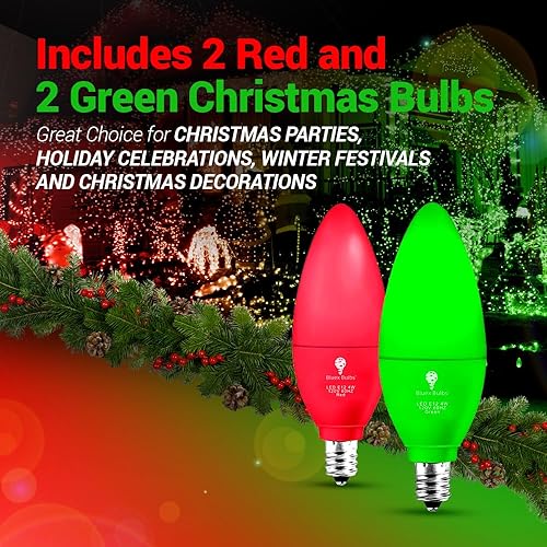 Miniatura 4 de Bluex Bulbs Paquete de 6 bombillas LED, base E12, 4 W, 450 lúmenes, color rojo, ideal para decoración de fiestas, iluminación de festividades,