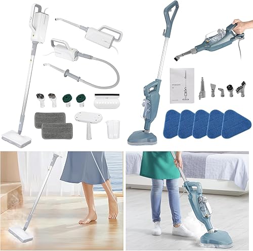 WICHEMI Trapeadores de vapor para limpieza de suelos, vaporizador de mano 5 en 1 para limpiar vaporizadores de piso de alta temperatura de 1600 W +