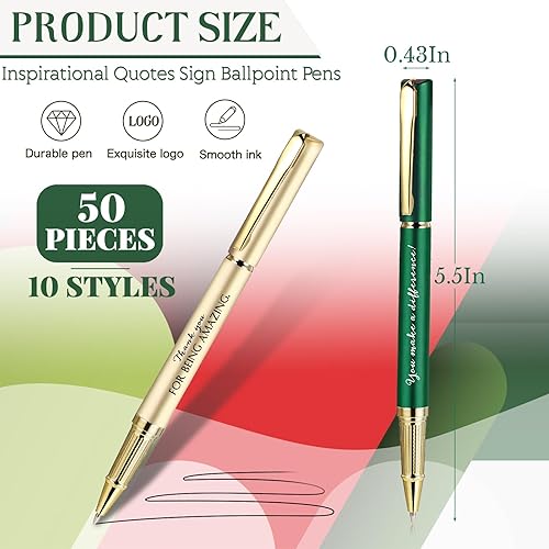 Miniatura 2 de Glenmal 50 bolígrafos de agradecimiento a granel para regalar a los empleados a granel con citas inspiradoras grabadas para profesores, compañeros