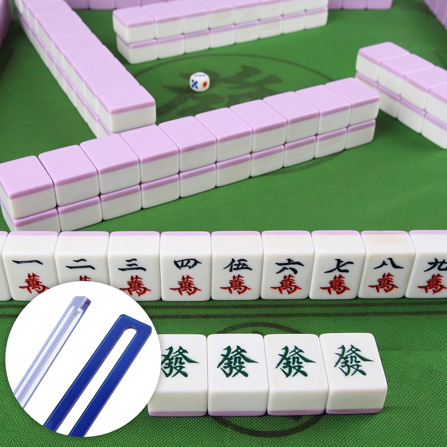 4pcs Mahjong Card Line Finder, Acrylic Magnified Mahjong Card Line Guide Rules Helper Practical Mah Jong Accessories for Beginners Players (Transparent & Blue)