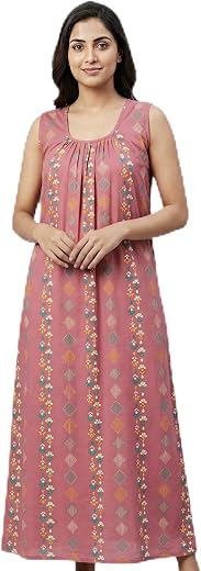 Women Sleeveless Pure Cotton Nighty D2