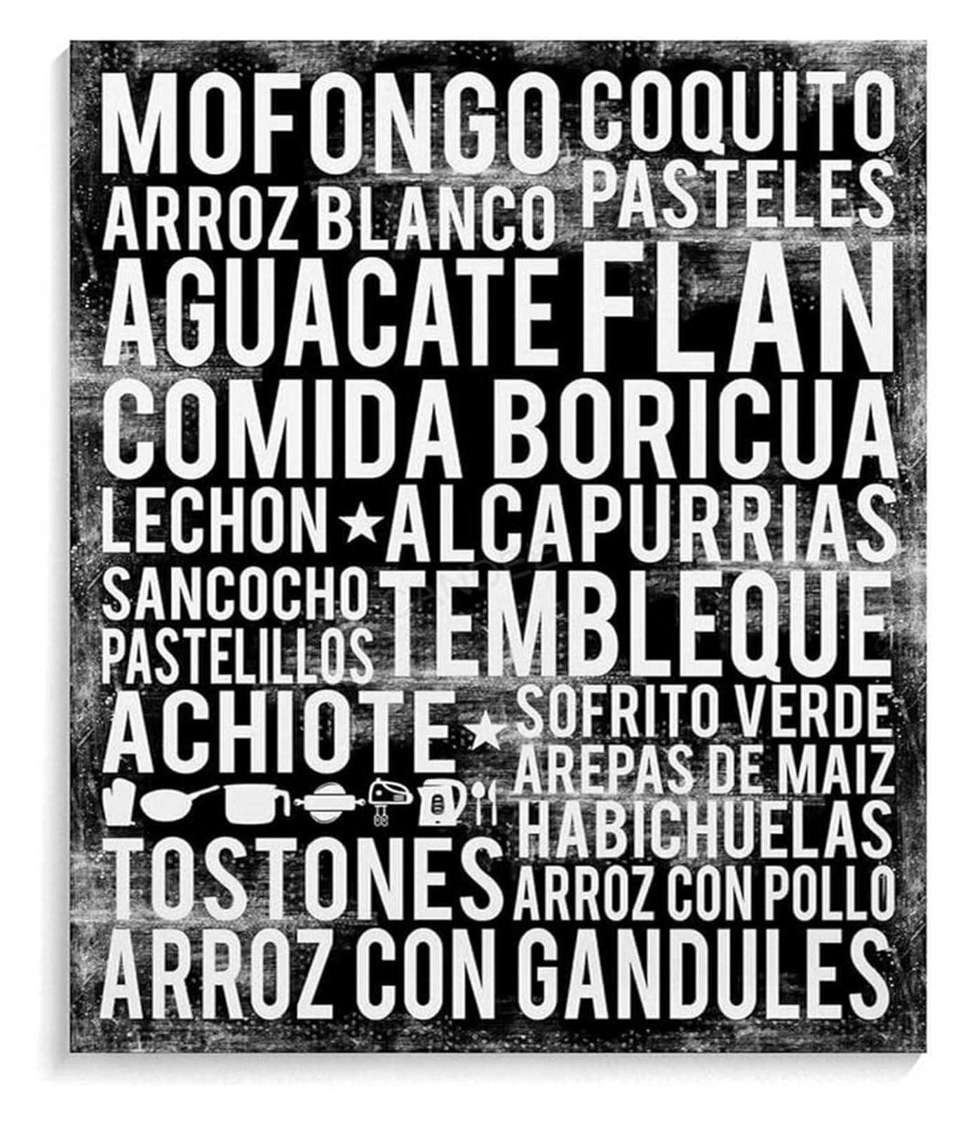 MDBJTCYZN Comida Boricua Canvas Art Puerto Rican Cuisine Poster for Latino Kitchen and Cultural Heritage Decor(Unframed,16x24inch(40x60cm))