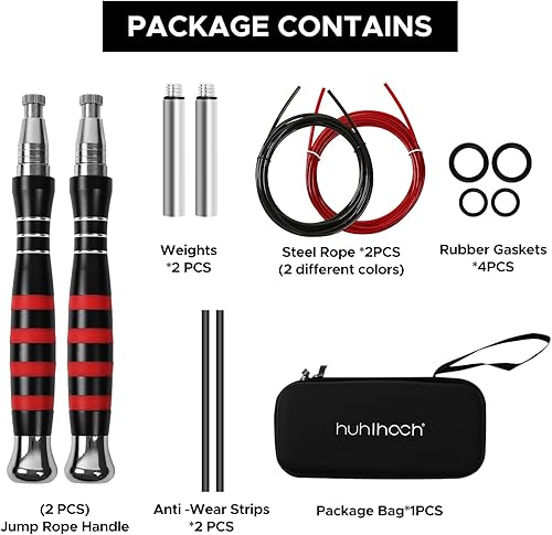 Miniatura 4 de Speed Jump Rope - No-Screw Design, 360 Rotation, Non-Slip Silicone, Weighted, Includes 2 Handles, Portable Fitness Tool for Boxing