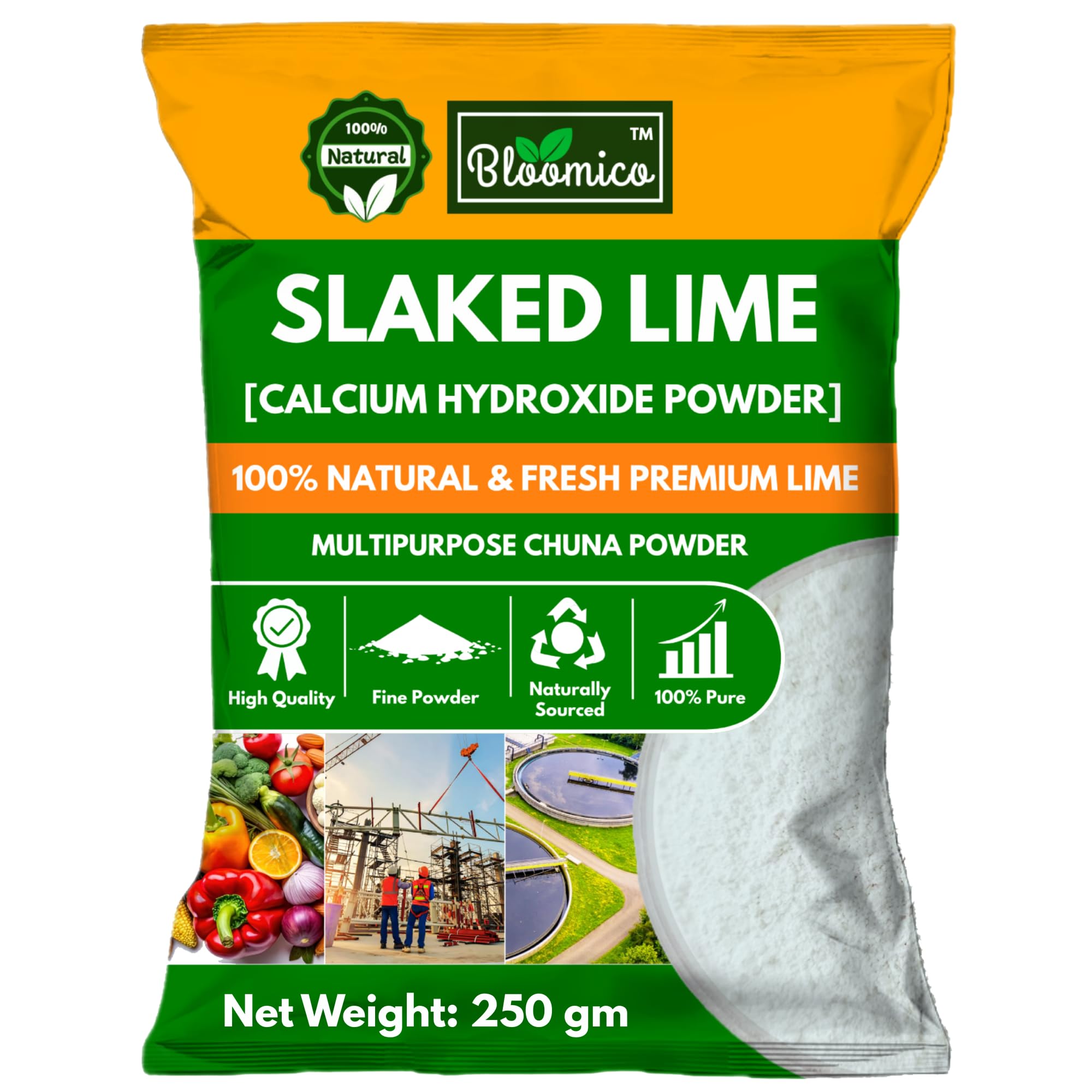 Bloomico Slaked Lime Powder 250 gm | Chuna Powder | Calcium Hydroxide | Hydrated Lime for Whitewash, Agriculture, Water Treatment, Construction, Food, Leather, Chemical Industry, DIY, Soil pH-image-25