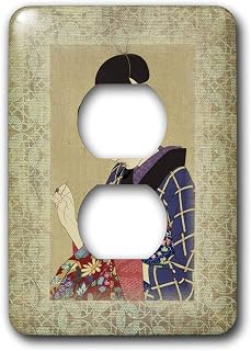 3dRose lsp_38117_6 Geisha On Vintage Oriental Paper 2 Plug Outlet Cover, Not applicble
